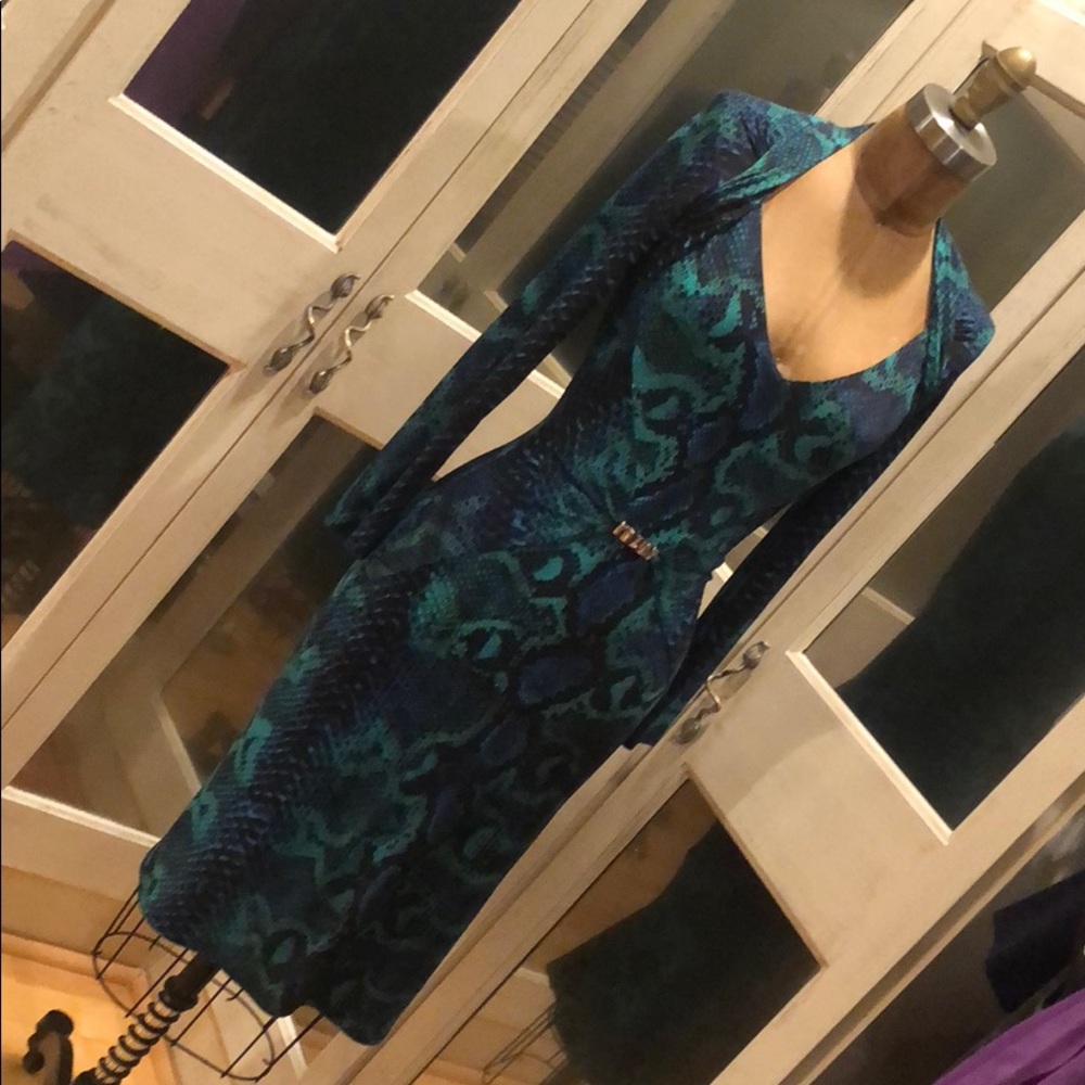 Roberto Cavalli Snake Print Silk Dress